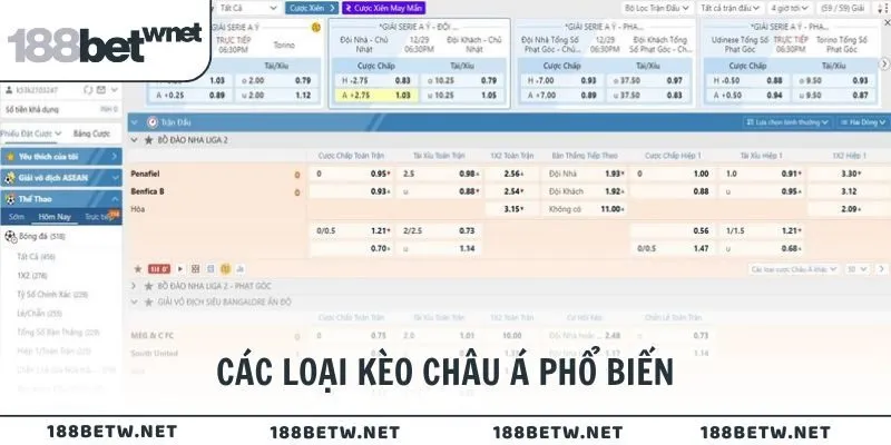 Các loại kèo châu Á phổ biến cho thành viên 188BET